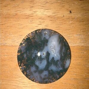 Round Agate Pendant with Green and White Patterns #22. Cylinder.With hold